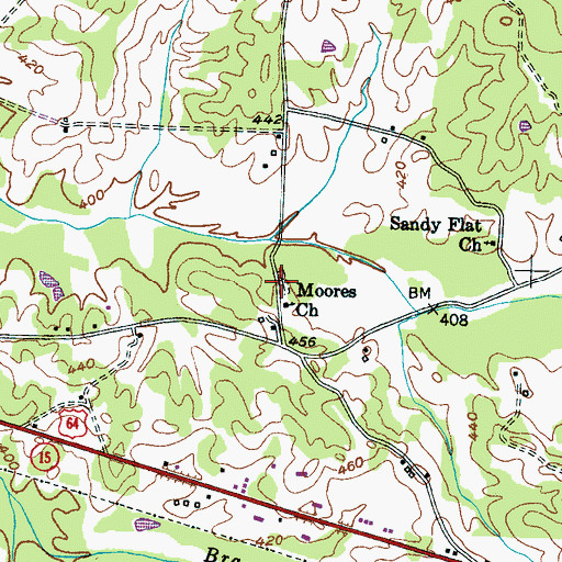 Topographic Map of Moores Cemetery, TN