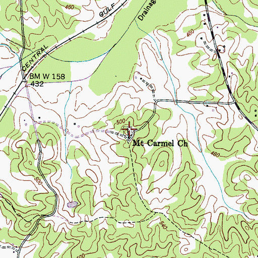 Topographic Map of Mount Carmel Cemetery, TN