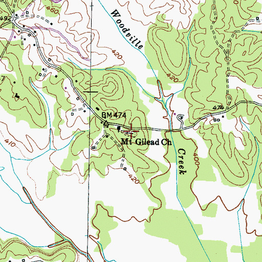 Topographic Map of Mount Gilead Cemetery, TN