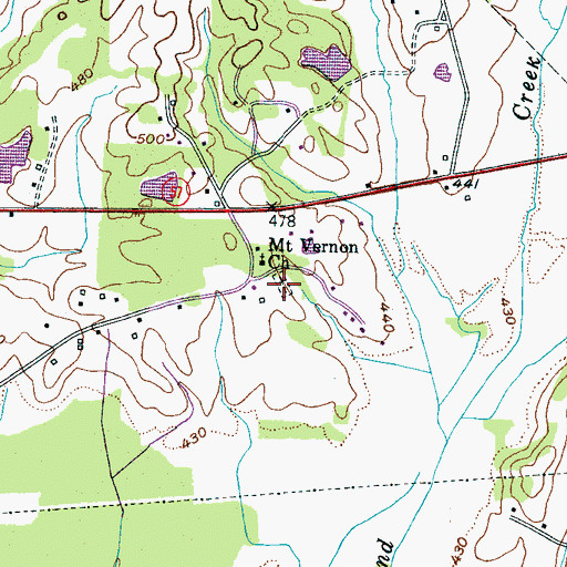 Topographic Map of Mount Vernon Cemetery, TN