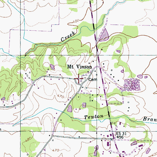 Topographic Map of Mount Vinson Church, TN