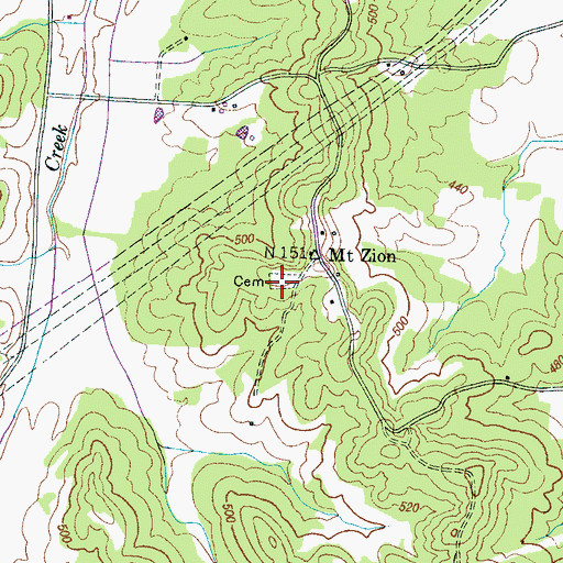 Topographic Map of Mount Zion Cemetery, TN