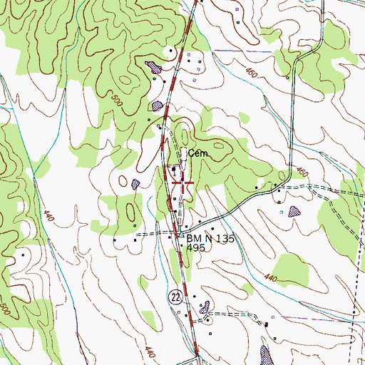 Topographic Map of Mud Creek Valley School (historical), TN