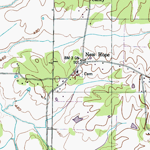 Topographic Map of New Hope School (historical), TN