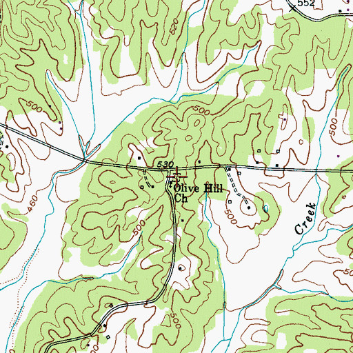 Topographic Map of Olive Hill Cemetery, TN