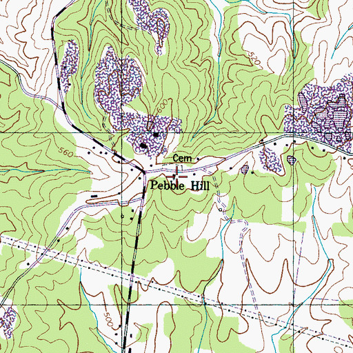 Topographic Map of Pebble Hill Church, TN