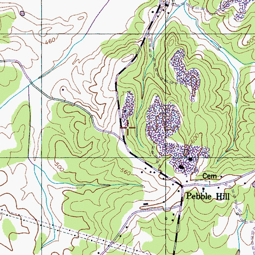 Topographic Map of Pebble Hill School (historical), TN