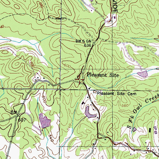 Topographic Map of Pleasant Site School (historical), TN