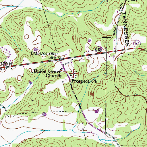 Topographic Map of Prospect Cemetery, TN