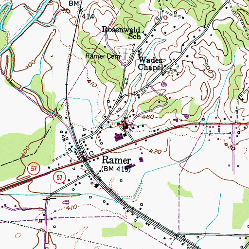 Topographic Map of Ramer Elementary School, TN