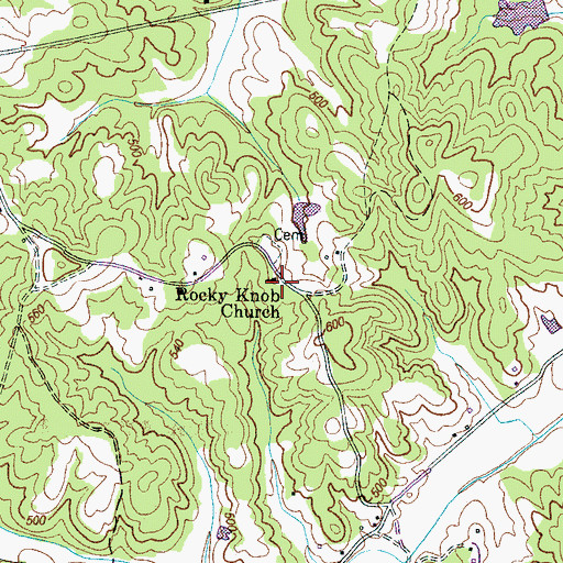 Topographic Map of Rocky Knob School (historical), TN