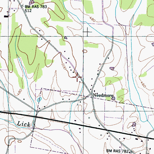 Topographic Map of Rushing School (historical), TN