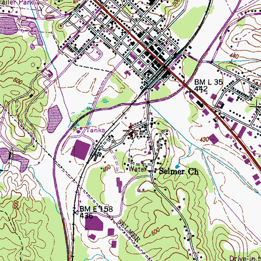 Topographic Map of Selmer Elementary School, TN