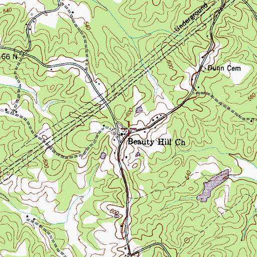 Topographic Map of Beauty Hill Cemetery, TN