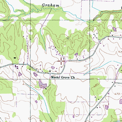 Topographic Map of Meeks Grove Cemetery, TN