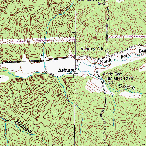 Topographic Map of Asbury School (historical), TN