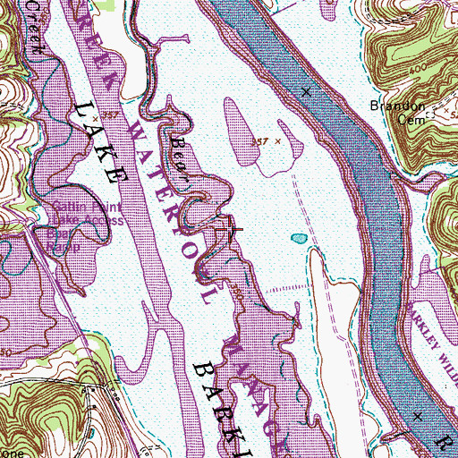 Topographic Map of Bear Creek Waterfowl Management Unit, TN
