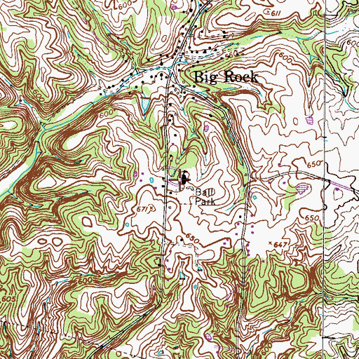 Topographic Map of Big Rock School, TN