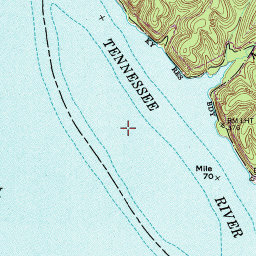 Topographic Map of Big Sandy Island (historical), TN