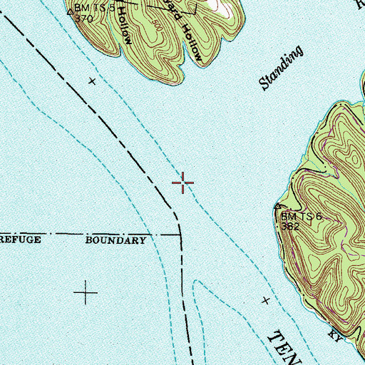 Topographic Map of Bodock Landing (historical), TN