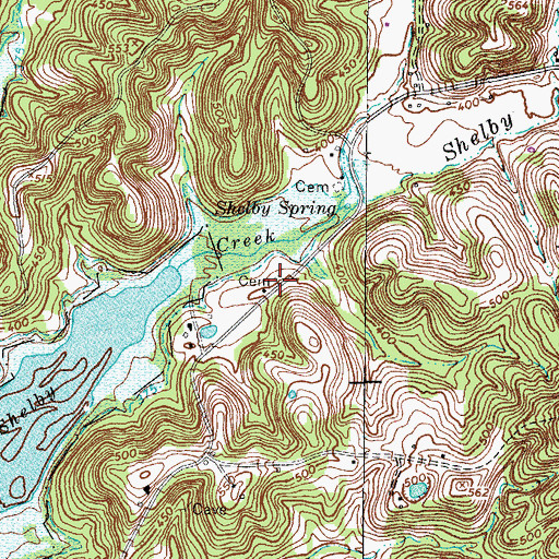 Topographic Map of Brandon Cemetery, TN