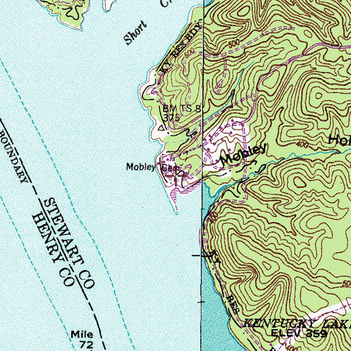 Topographic Map of Brownfield Resort, TN