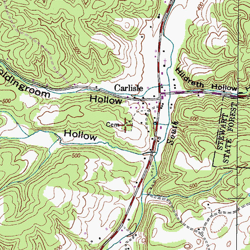 Topographic Map of Carlisle Cemetery, TN