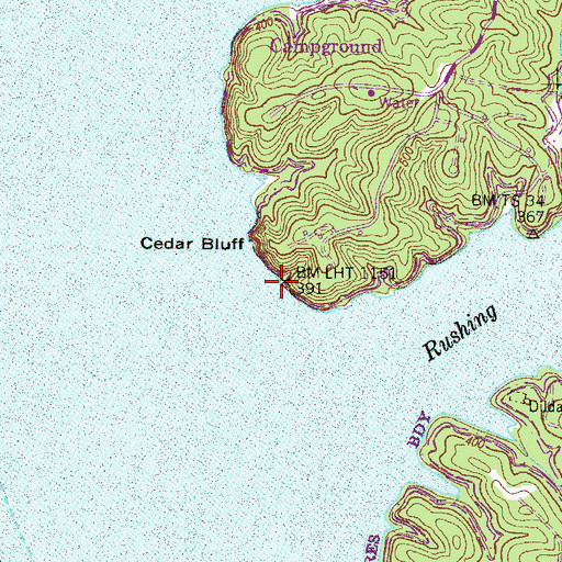 Topographic Map of Cedar Springs, TN