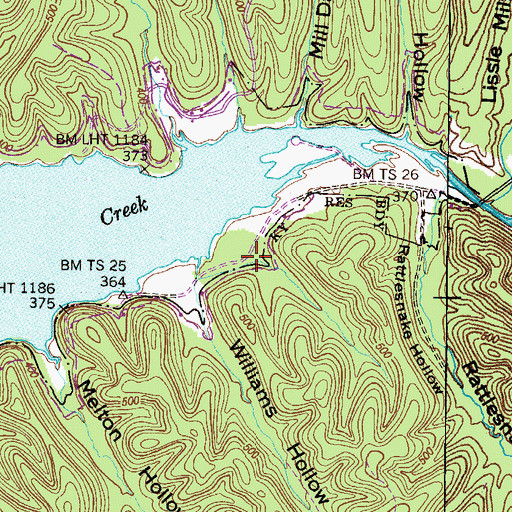 Topographic Map of Crutcher Hollow, TN