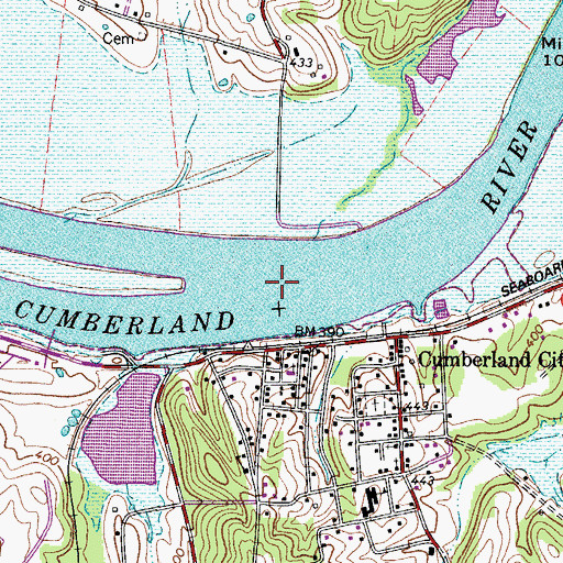 Topographic Map of Cumberland City Ferry (historical), TN