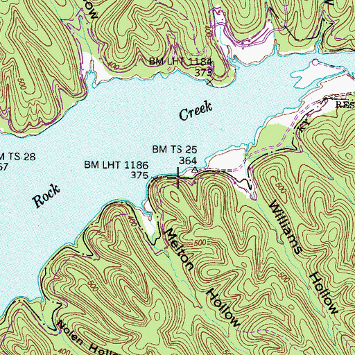 Topographic Map of Driftwood Dock, TN