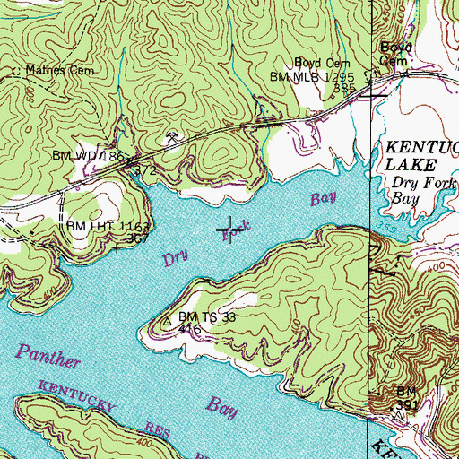 Topographic Map of Dry Fork Bay, TN