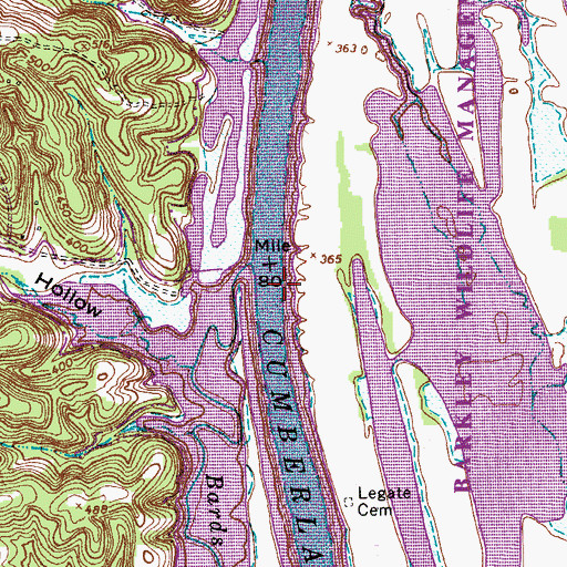 Topographic Map of Elliots Landing (historical), TN
