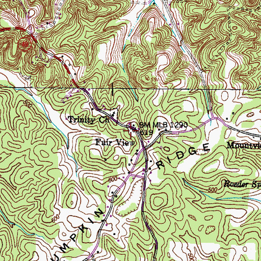 Topographic Map of Fairview School (historical), TN