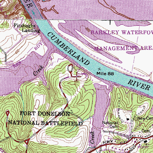Topographic Map of Fort Donelson (historical), TN