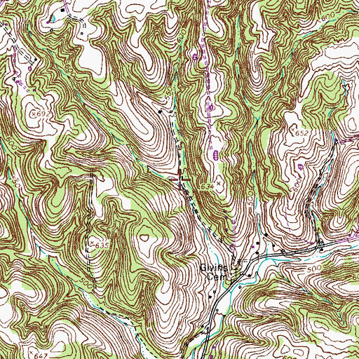 Topographic Map of Green Hollow, TN