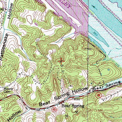 Topographic Map of Hotel Ore Bank, TN