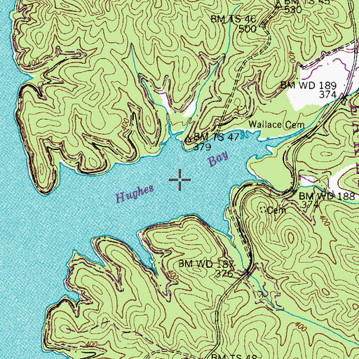 Topographic Map of Hughes Bay, TN