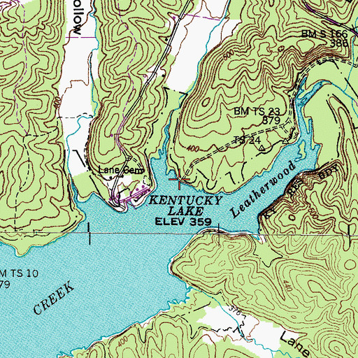 Topographic Map of Leatherwood Dock, TN