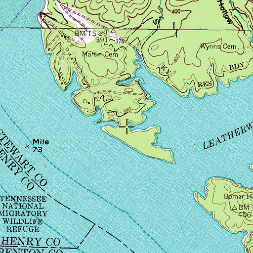 Topographic Map of Leatherwood Resort, TN