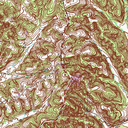 Topographic Map of Lees Chapel, TN