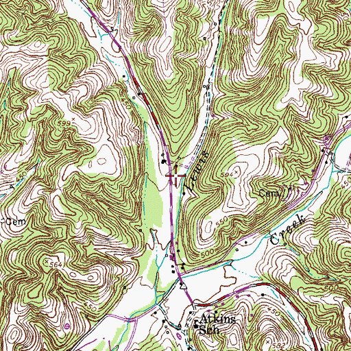 Topographic Map of Lewis Hollow, TN