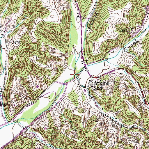 Topographic Map of Little Cub Creek, TN