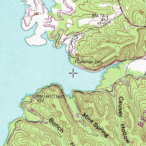 Topographic Map of Lost Bay, TN