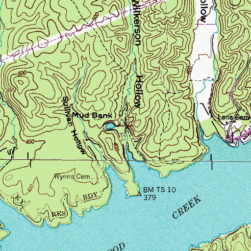 Topographic Map of Mud Bank Mine, TN