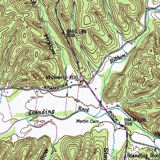 Topographic Map of Mulberry Hill School (historical), TN