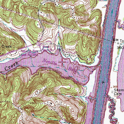 Topographic Map of Neville Bay, TN