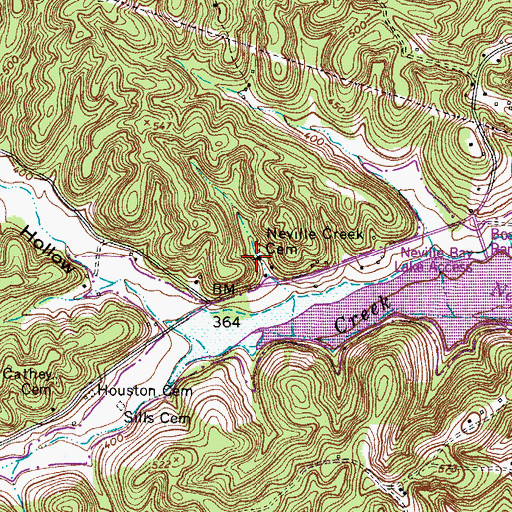 Topographic Map of Neville Creek Church, TN
