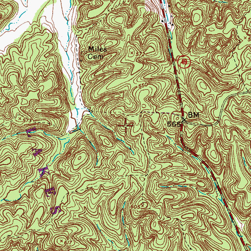 Topographic Map of Pea Ridge School (historical), TN