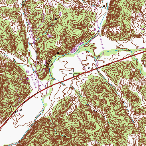 Topographic Map of Phillips Church (historical), TN